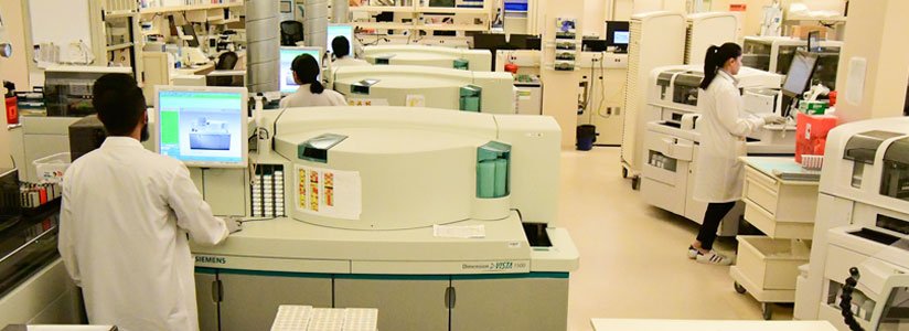 Clinicians working in a lab environment